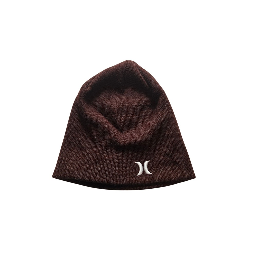 Hurley Mens Icon Logo Knit Beanie Burgundy Brown Acrylic Skater Hat HICM0006